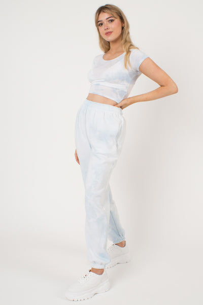 Baby Blue Tie Dye Crop Top and Jogger Set