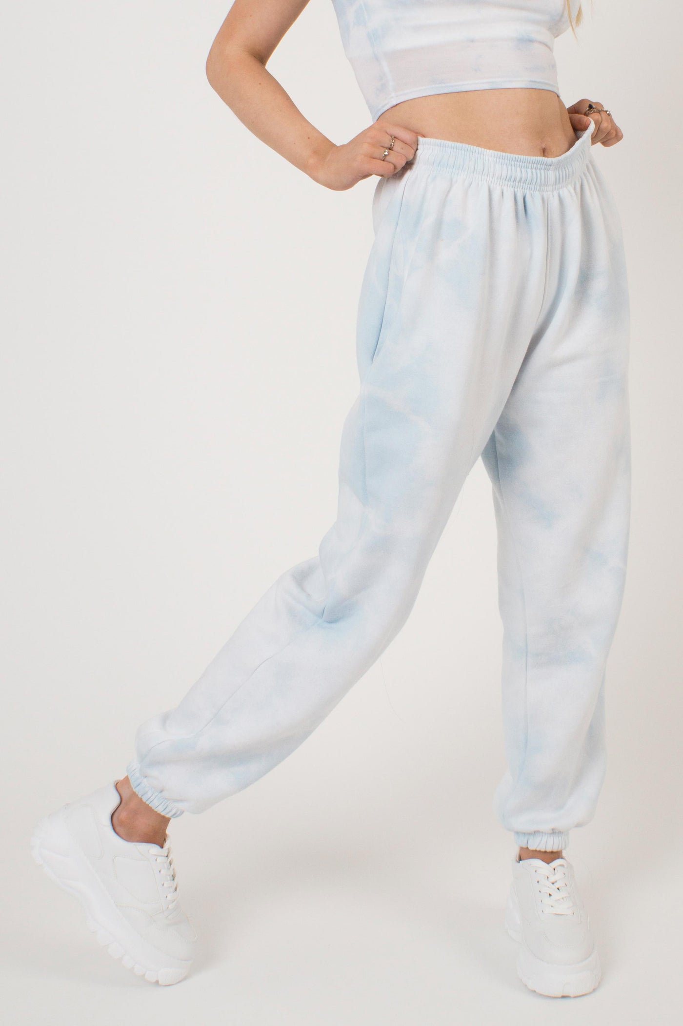 Baby Blue Tie Dye Crop Top and Jogger Set